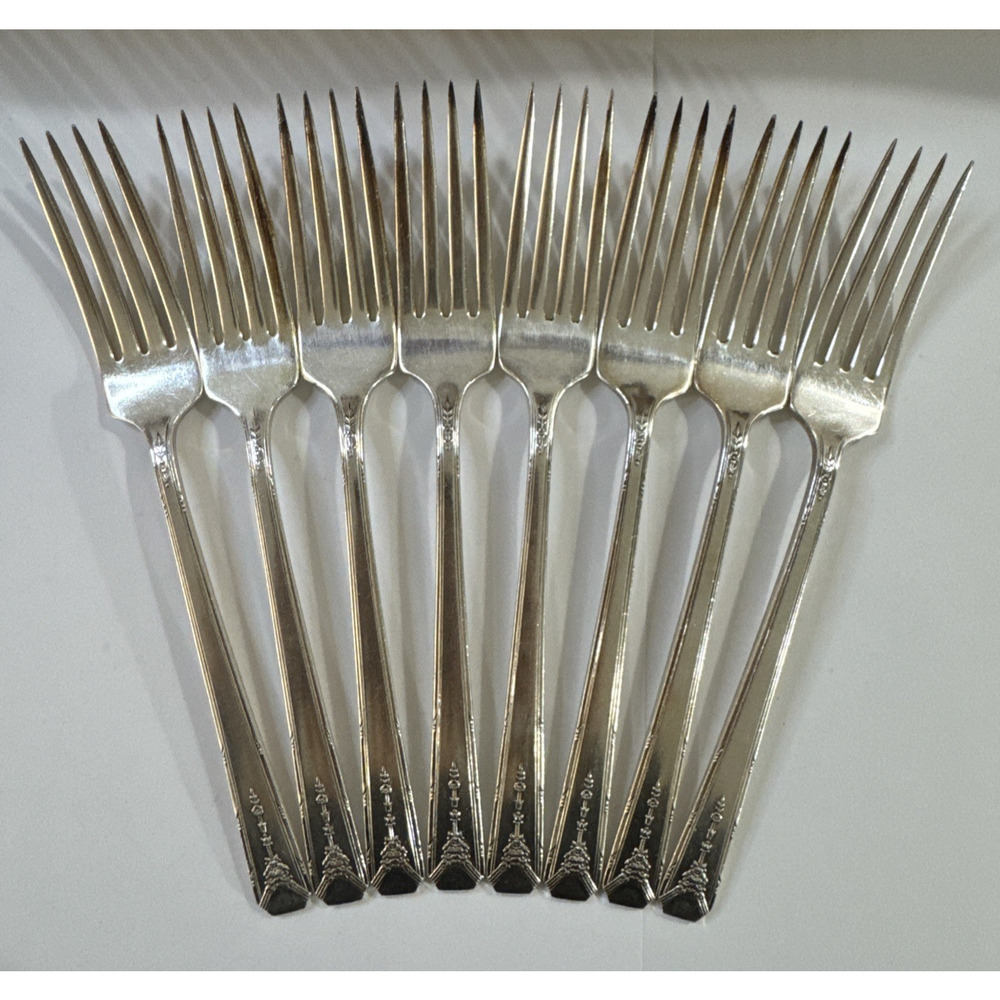 8 Dinner Forks - 1940 Oneida Community Milady Silverplate Silverware Flatware